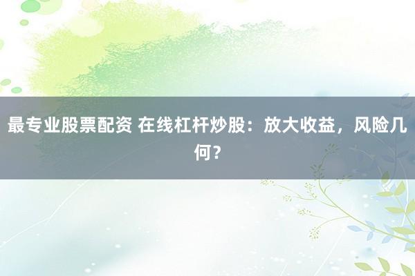 最专业股票配资 在线杠杆炒股：放大收益，风险几何？