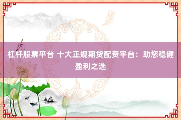 杠杆股票平台 十大正规期货配资平台：助您稳健盈利之选