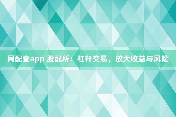 网配查app 股配所：杠杆交易，放大收益与风险