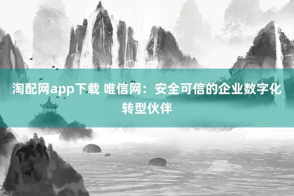 淘配网app下载 唯信网：安全可信的企业数字化转型伙伴
