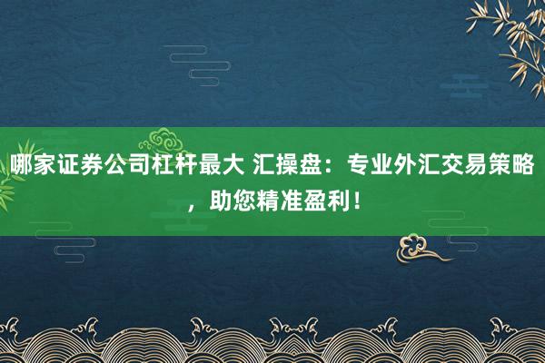 哪家证券公司杠杆最大 汇操盘：专业外汇交易策略，助您精准盈利！