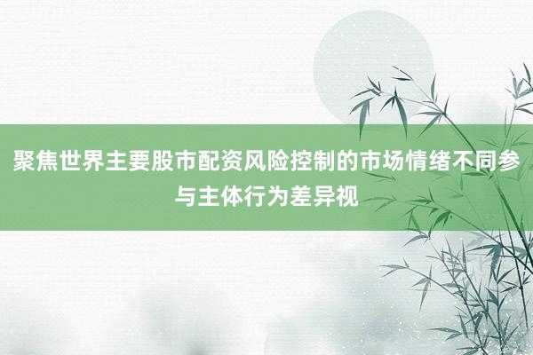 聚焦世界主要股市配资风险控制的市场情绪不同参与主体行为差异视