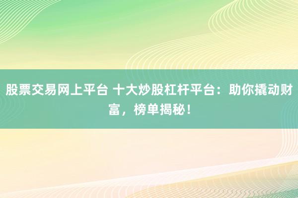 股票交易网上平台 十大炒股杠杆平台:助你撬动财富,榜单揭秘!