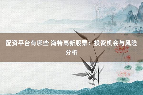 配资平台有哪些 海特高新股票：投资机会与风险分析