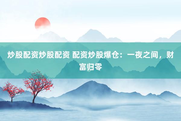 炒股配资炒股配资 配资炒股爆仓：一夜之间，财富归零